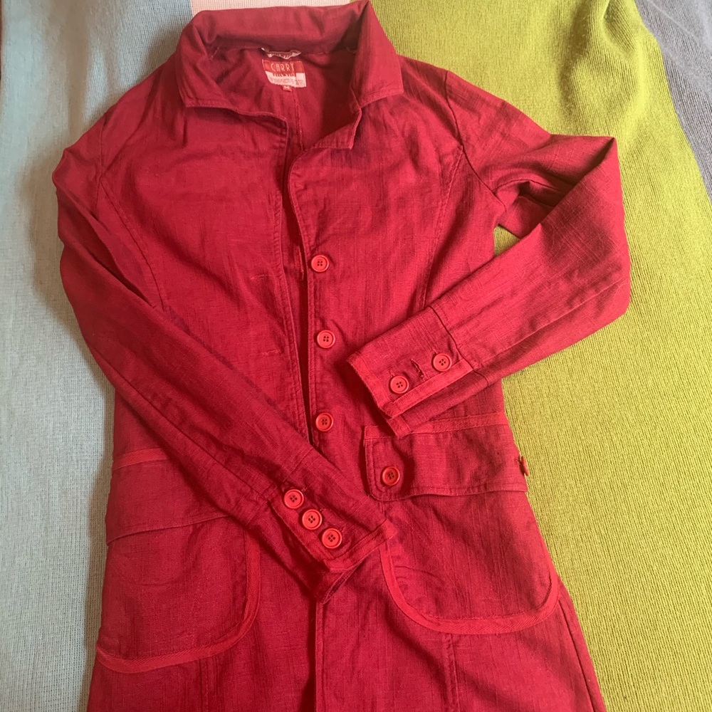 Maroon linen/cotton jacket - Picture 4 of 7